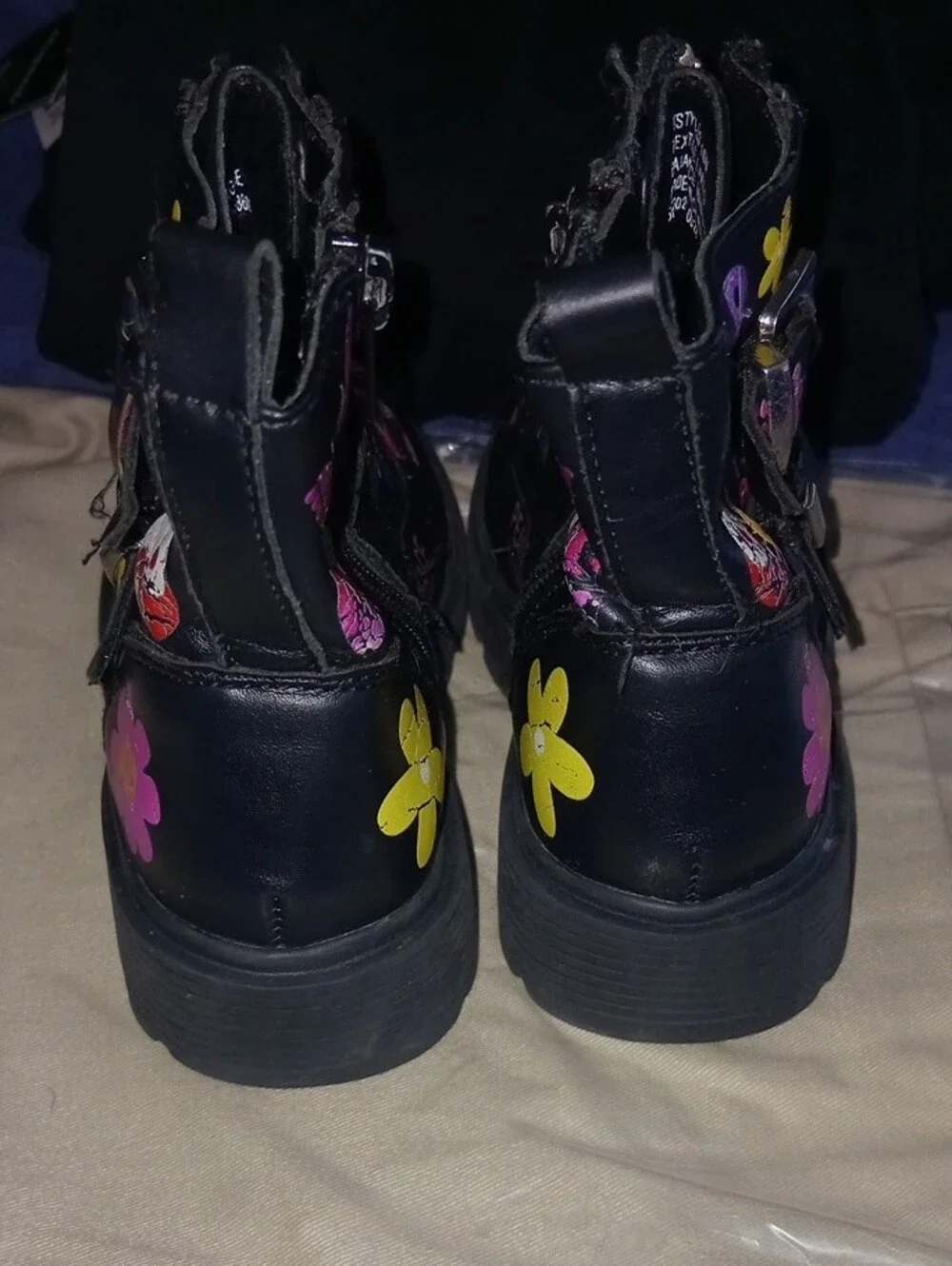 Steve Madden Black Floral & Sun Print Lace-Up Ankle Boots